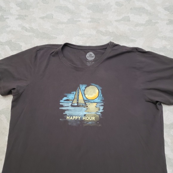 Life Is Good Top Womens 2XL Gray Classic Fit Short Sleeve Crusher Tee Sail Boat - Picture 3 of 10